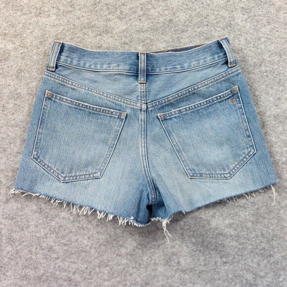 Madewell Denim Shorts Womens 24 Distressed Med Rise Raw Hem Relaxed Fair Trade - Picture 2 of 12